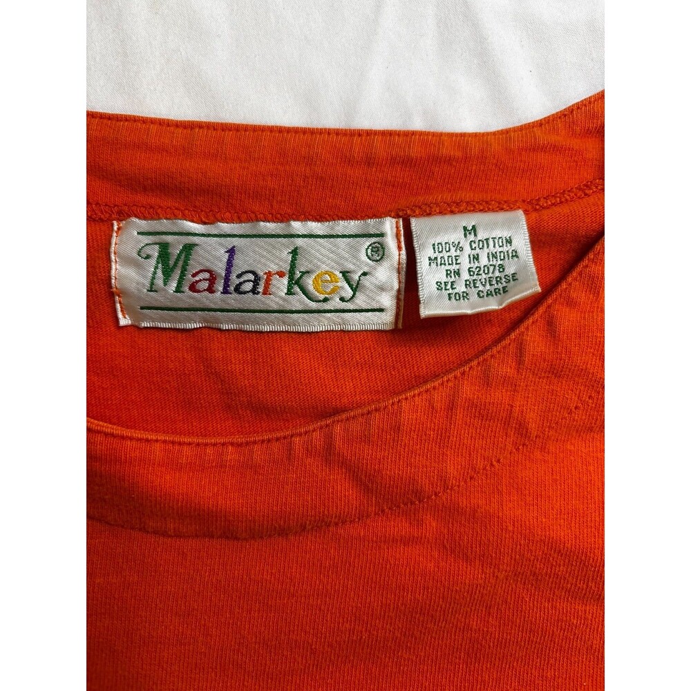 Vintage Malarkey 90s Halloween Long Sleeve Orange Shirt Frankenstein Ghost M - Picture 4 of 12